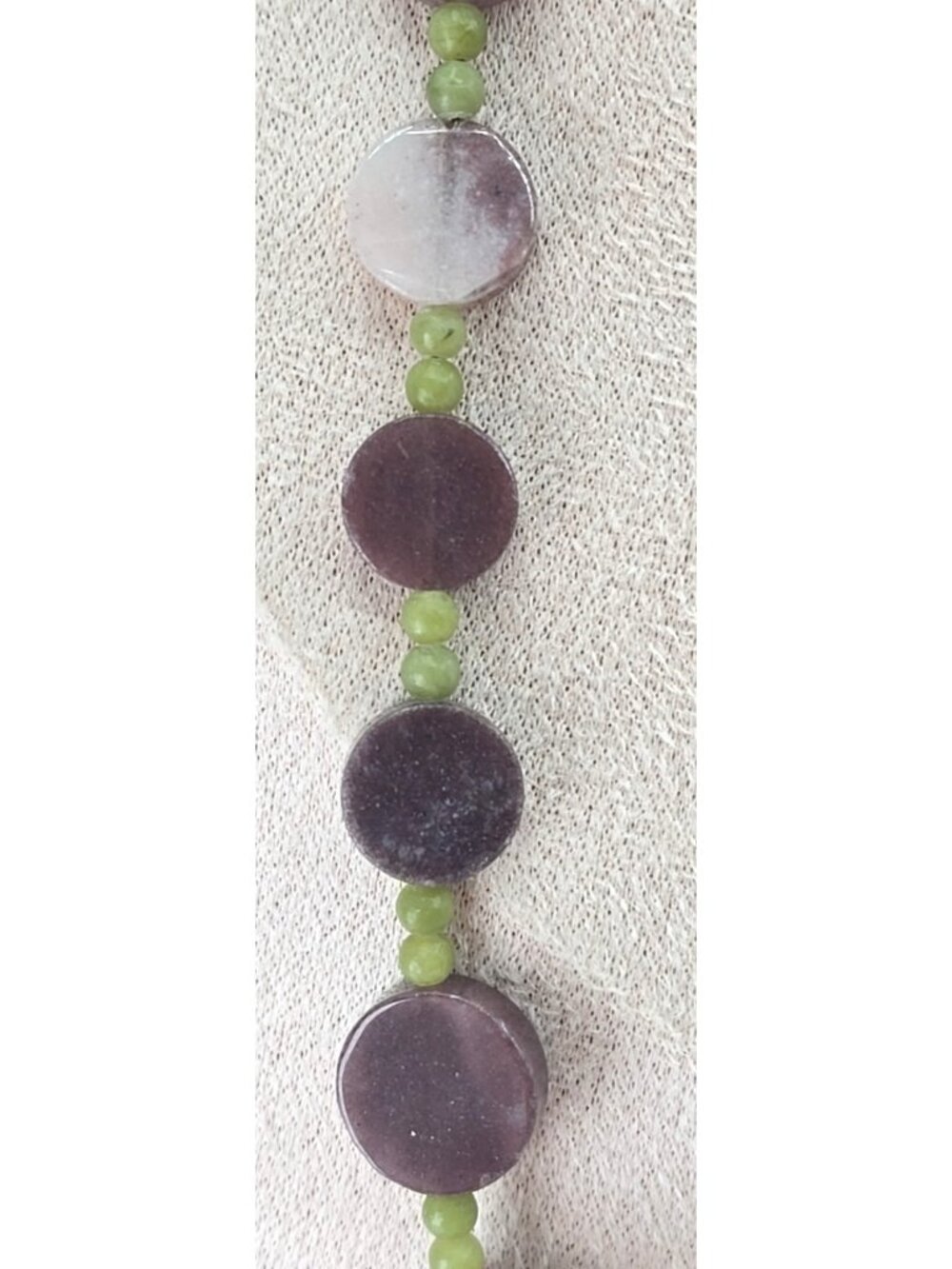 Artisan Natural Stone Statement Necklace Purple Green Beaded Pendant Boho Earthy - Picture 8 of 11